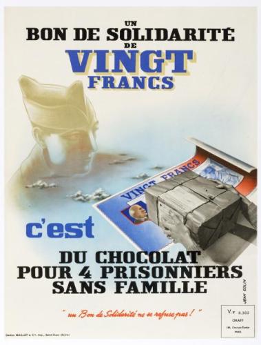 Affiche "Un bon de solidarité de vingt francs" illustrée par Jean Colin, 1942 - Collection du CHRD, N° Inv. A. 373 © Pierre Verrier