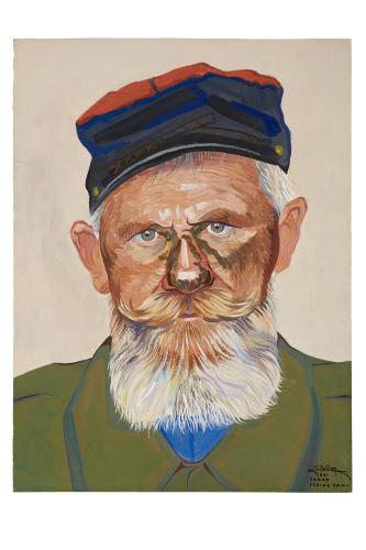 Jean Billon, prisonnier de guerre, Matricule 27.032, Nord, journalier (39 ans), 1941, Gouache sur papier portant tampon du stalag VIIIC (Sagan, Pologne) © Photo Pierre Verrier - Collection du CHRD, Ar. 1196-2