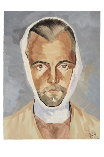 Jean Billon, prisonnier de guerre, Anonyme, 1941, Gouache sur papier portant tampon du stalag VIIIC (Sagan, Pologne) © Photo Pierre Verrier - Collection du CHRD, Ar. 1196-4