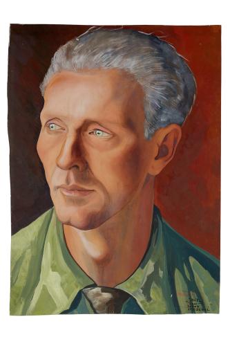  Jean Billon, prisonnier de guerre, Matricule 17.564, Alsace, représentant, 1941, Gouache sur papier portant tampon du stalag VIIIC (Sagan, Pologne) © Photo Pierre Verrier - Collection du CHRD, Ar. 1196-6