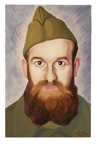 Jean Billon, prisonnier de guerre, Matricule 43.339, Nord, commerçant, 1941, Gouache sur papier portant tampon du stalag VIIIC (Sagan, Pologne) © Photo Pierre Verrier - Collection du CHRD, Ar. 1196-14