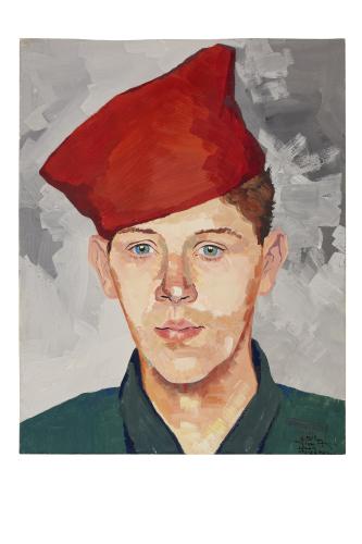 Jean Billon, prisonnier de guerre, Matricule 21.758, Paris, étudiant, engagé à 19 ans, 1941, Gouache sur papier portant tampon du stalag VIIIC (Sagan, Pologne), © Photo Pierre Verrier - Collection du CHRD, Ar. 1196-22