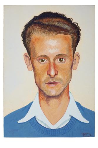 Jean Billon, prisonnier de guerre, Matricule 10.132, Île-de-France, infirmier, 1941, Gouache sur papier portant tampon du stalag VIIIC (Sagan, Pologne) © Photo Pierre Verrier - Collection du CHRD, Ar. 1196-28