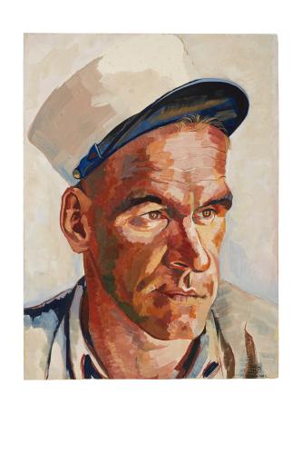 Jean Billon, prisonnier de guerre, Matricule 6.012, Pyrénées, engagé dans la Légion étrangère, décédé en captivité, 1941, Gouache sur papier portant tampon du stalag VIIIC (Sagan, Pologne) © Photo Pierre Verrier - Collection du CHRD, Ar. 1196-31