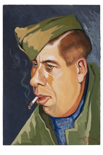 Jean Billon, prisonnier de guerre, 1941, Gouache sur papier portant tampon du stalag VIIIC (Sagan, Pologne) © Photo Pierre Verrier - Collection du CHRD, Ar. 1196-33