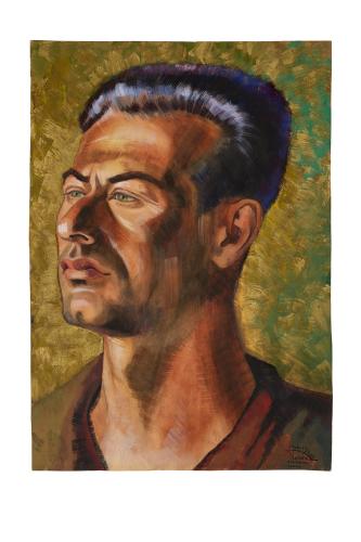 Jean Billon, prisonnier de guerre, 1941, Gouache sur papier portant tampon du stalag VIIIC (Sagan, Pologne) © Photo Pierre Verrier - Collection du CHRD, Ar. 1196-36