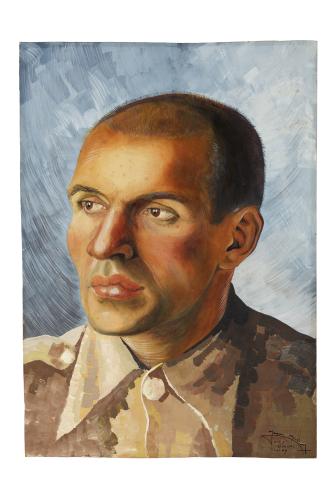 Jean Billon, prisonnier de guerre, Anonyme, 1941, Gouache sur papier portant tampon du stalag VIIIC (Sagan, Pologne) © Photo Pierre Verrier - Collection du CHRD, Ar. 1196-38