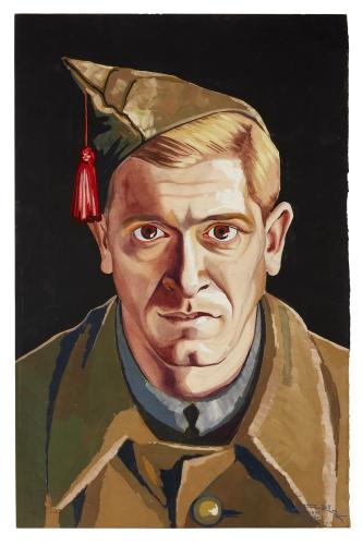 Jean Billon, prisonnier de guerre, Matricule 33.257, Pas-de-Calais, employé de commerce, 1941, Gouache sur papier portant tampon du stalag VIIIC (Sagan, Pologne) © Photo Pierre Verrier - Collection du CHRD, Ar. 1196-53