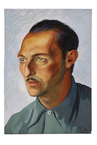 Jean Billon, prisonnier de guerre, Anonyme, 1941, Gouache sur papier portant tampon du stalag VIIIC (Sagan, Pologne) © Photo Pierre Verrier - Collection du CHRD, Ar. 1196-54