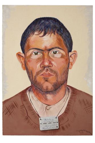 Jean Billon, prisonnier de guerre, Matricule 16.735, Portugal, engagé volontaire, pêcheur, 1941, Gouache sur papier portant tampon du stalag VIIIC (Sagan, Pologne) © Photo Pierre Verrier - Collection du CHRD, Ar. 1196-56