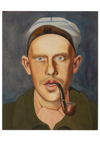 Jean Billon, prisonnier de guerre, Matricule 43.303, Bretagne, marinier, sans date, Gouache sur papier portant tampon du stalag VIIIC (Sagan, Pologne) © Photo Pierre Verrier - Collection du CHRD, Ar. 1196-58