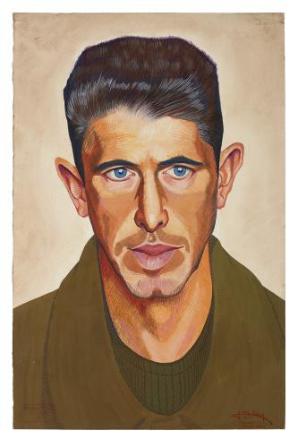 Jean Billon, prisonnier de guerre, Matricule 29.237, Côte basque, éleveur de chevaux, 1941, Gouache sur papier portant tampon du stalag VIIIC (Sagan, Pologne) © Photo Pierre Verrier - Collection du CHRD, Ar. 1196-64