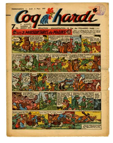 Marijac « Les trois mousquetaires du maquis » Coq Hardi, n° 50, 6 mars 1947