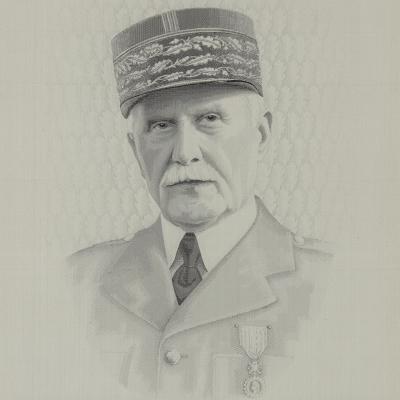 Syndicat des fabricants de soieries, mise en carte M.B. (Max Buchmann), Portrait tissé du maréchal Pétain © Photo Pierre Verrier - Collection du CHRD, Ar. 1920-17