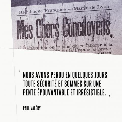 Citation de l'exposition "Une étrange défaite? Mai-juin 40" en 2020 au CHRD